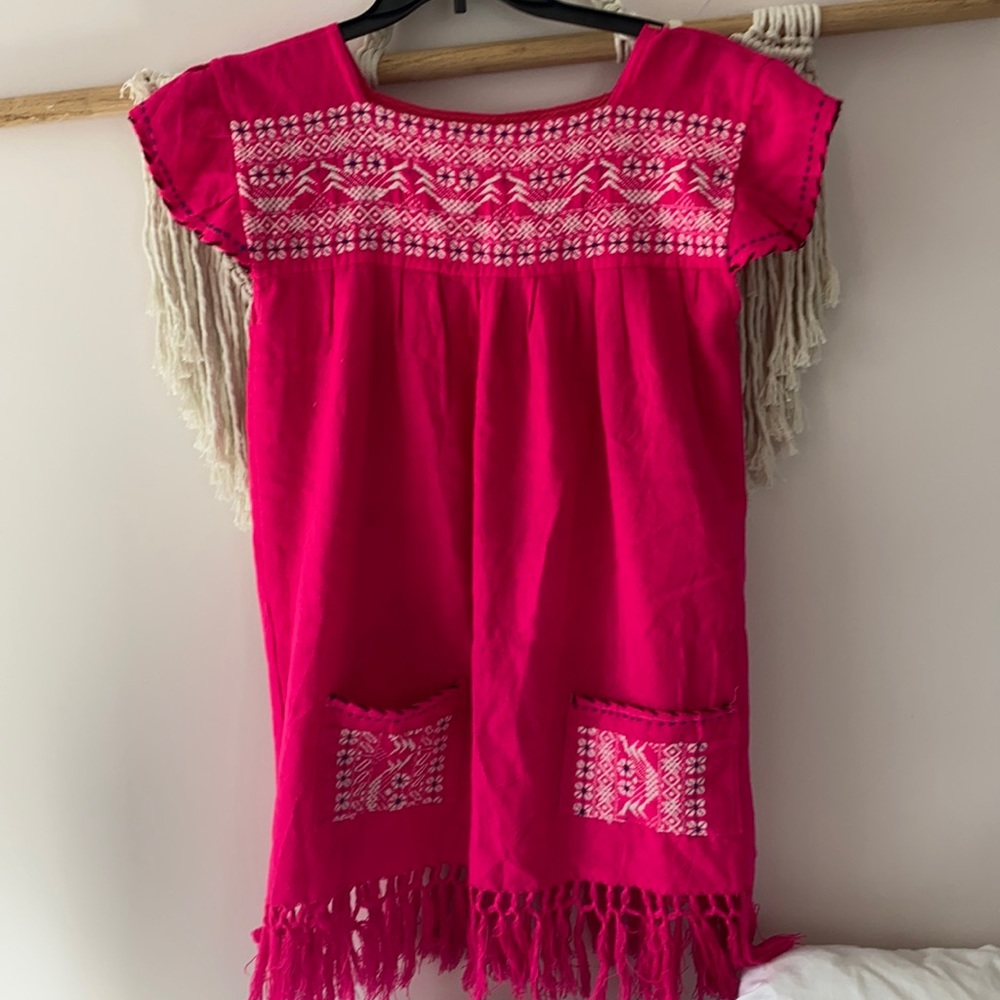 VINTAGE- hot pink traditional embroidered dress